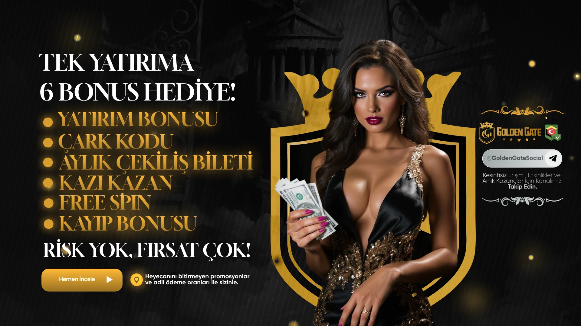 Tek Yatırıma 6 Bonus Hediye! Risksiz bahsin adresi!